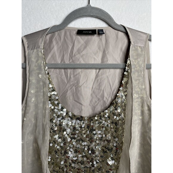 Apt 9 Women Sheer Fabric Gold Sequins Sinched in Elastic Waist Size Large - Picture 6 of 12